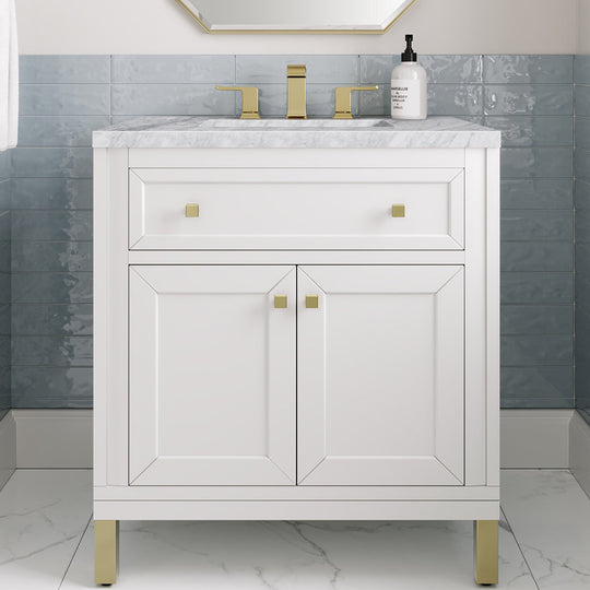 James Martin Vanities Chicago Collection 30 in. Single Vanity in Glossy White with Countertop Options - 305-V30-GW-3AF