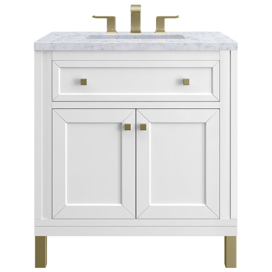 James Martin Vanities Chicago Collection 30 in. Single Vanity in Glossy White with Countertop Options - 305-V30-GW-3AF