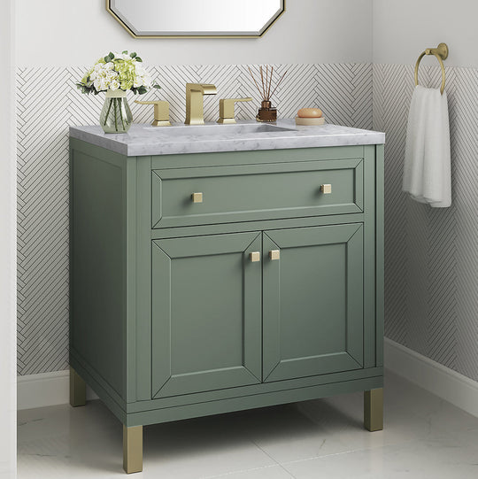 James Martin Vanities Chicago Collection 30 in. Single Vanity in Smokey Celadon with Countertop Options - 305-V30-SC-3AF