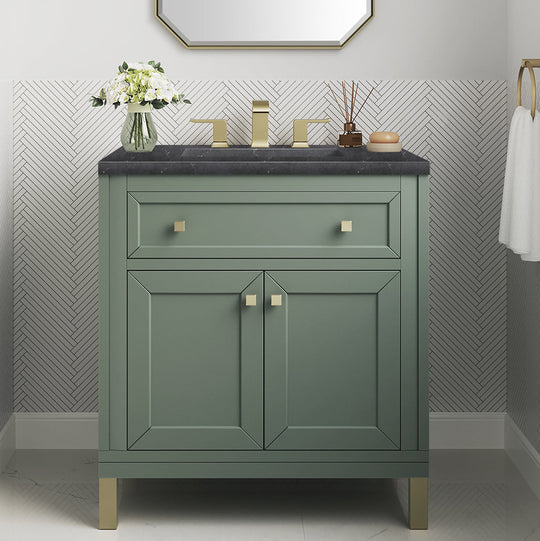 James Martin Vanities Chicago Collection 30 in. Single Vanity in Smokey Celadon with Countertop Options - 305-V30-SC-3AF