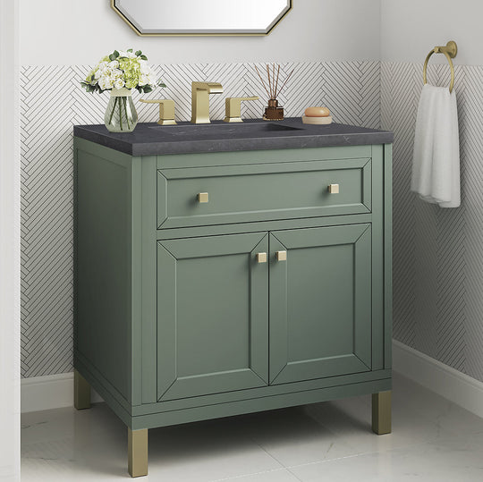 James Martin Vanities Chicago Collection 30 in. Single Vanity in Smokey Celadon with Countertop Options - 305-V30-SC-3AF