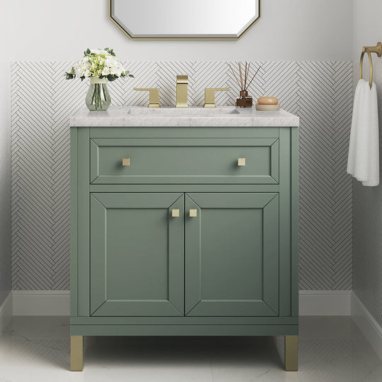 James Martin Vanities Chicago Collection 30 in. Single Vanity in Smokey Celadon with Countertop Options - 305-V30-SC-3AF