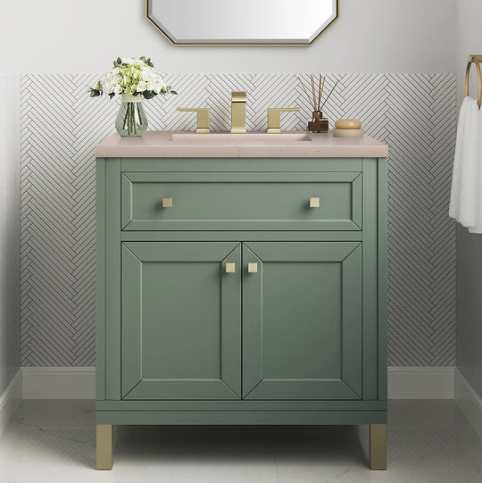 James Martin Vanities Chicago Collection 30 in. Single Vanity in Smokey Celadon with Countertop Options - 305-V30-SC-3AF