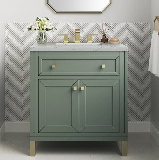 James Martin Vanities Chicago Collection 30 in. Single Vanity in Smokey Celadon with Countertop Options - 305-V30-SC-3AF