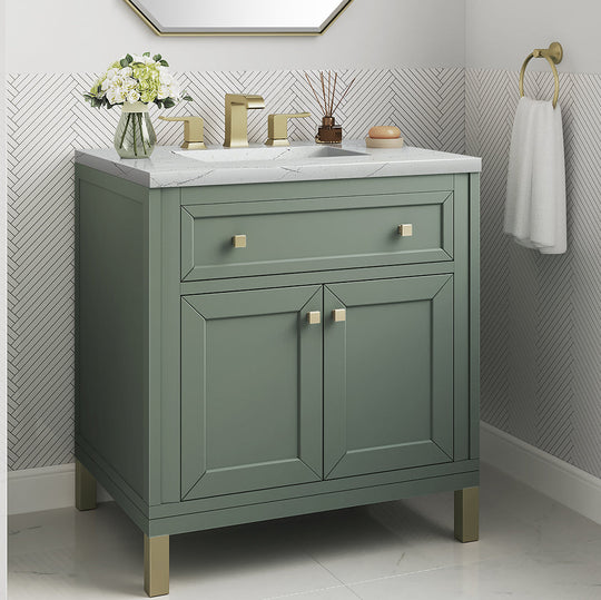 James Martin Vanities Chicago Collection 30 in. Single Vanity in Smokey Celadon with Countertop Options - 305-V30-SC-3AF