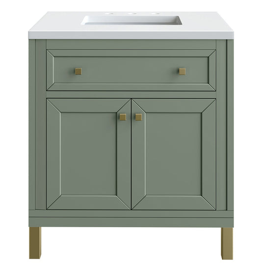 James Martin Vanities Chicago Collection 30 in. Single Vanity in Smokey Celadon with Countertop Options - 305-V30-SC-3AF