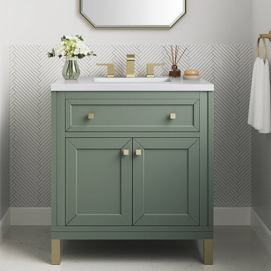 James Martin Vanities Chicago Collection 30 in. Single Vanity in Smokey Celadon with Countertop Options - 305-V30-SC-3AF