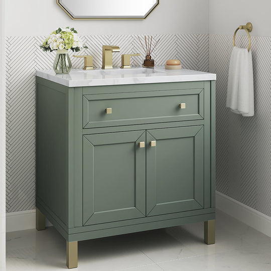 James Martin Vanities Chicago Collection 30 in. Single Vanity in Smokey Celadon with Countertop Options - 305-V30-SC-3AF