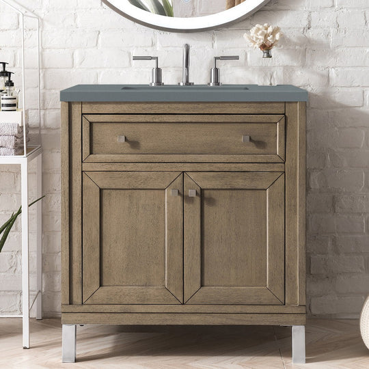 James Martin Vanities Chicago Collection 30 in. Single Vanity in Whitewashed Walnut with Countertop Options - 305-V30-WWW-3AF