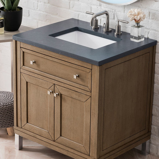 James Martin Vanities Chicago Collection 30 in. Single Vanity in Whitewashed Walnut with Countertop Options - 305-V30-WWW-3AF