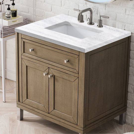 James Martin Vanities Chicago Collection 30 in. Single Vanity in Whitewashed Walnut with Countertop Options - 305-V30-WWW-3AF