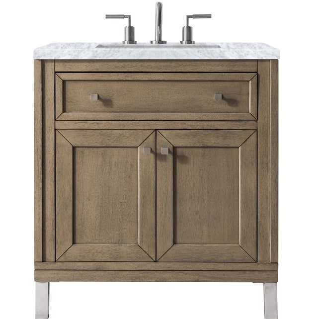 James Martin Vanities Chicago Collection 30 in. Single Vanity in Whitewashed Walnut with Countertop Options - 305-V30-WWW-3AF