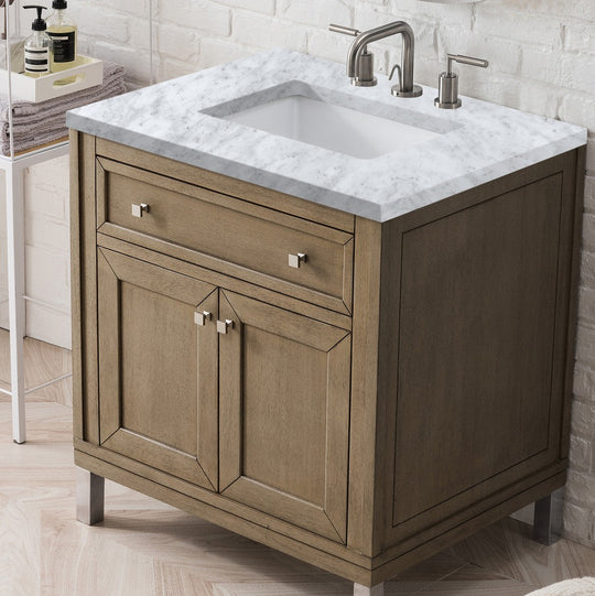 James Martin Vanities Chicago Collection 30 in. Single Vanity in Whitewashed Walnut with Countertop Options - 305-V30-WWW-3AF