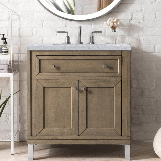 James Martin Vanities Chicago Collection 30 in. Single Vanity in Whitewashed Walnut with Countertop Options - 305-V30-WWW-3AF