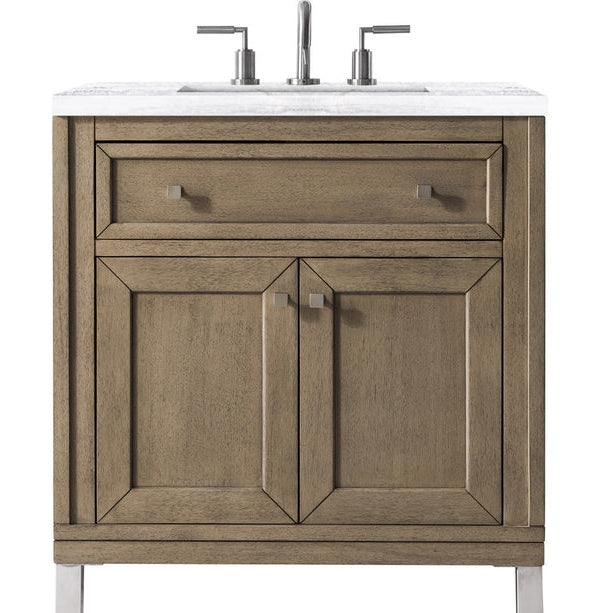 James Martin Vanities Chicago Collection 30 in. Single Vanity in Whitewashed Walnut with Countertop Options - 305-V30-WWW-3AF