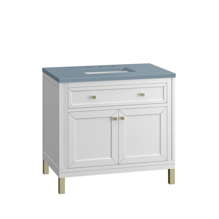 James Martin Vanities Chicago Collection 36 in. Single Vanity in Glossy White with Countertop Options - 305-V36-GW-3AF