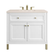 James Martin Vanities Chicago Collection 36 in. Single Vanity in Glossy White with Countertop Options - 305-V36-GW-3AF