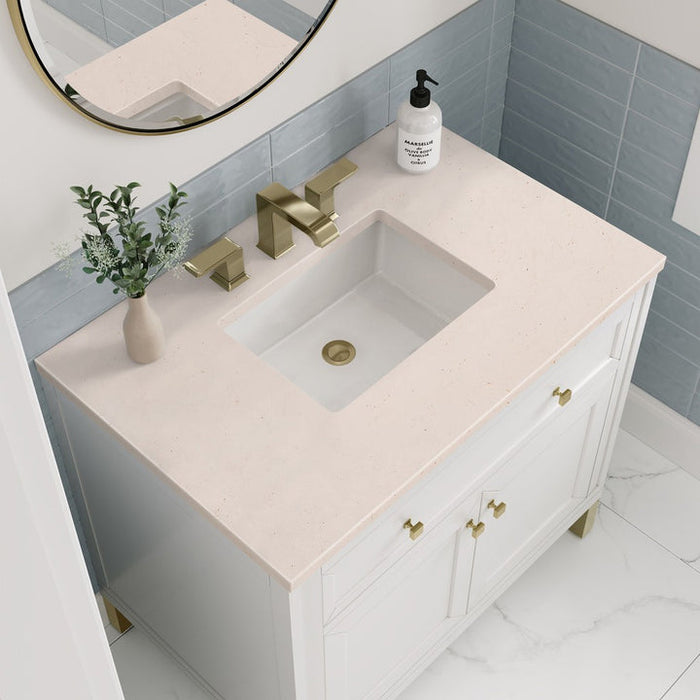 James Martin Vanities Chicago Collection 36 in. Single Vanity in Glossy White with Countertop Options - 305-V36-GW-3AF