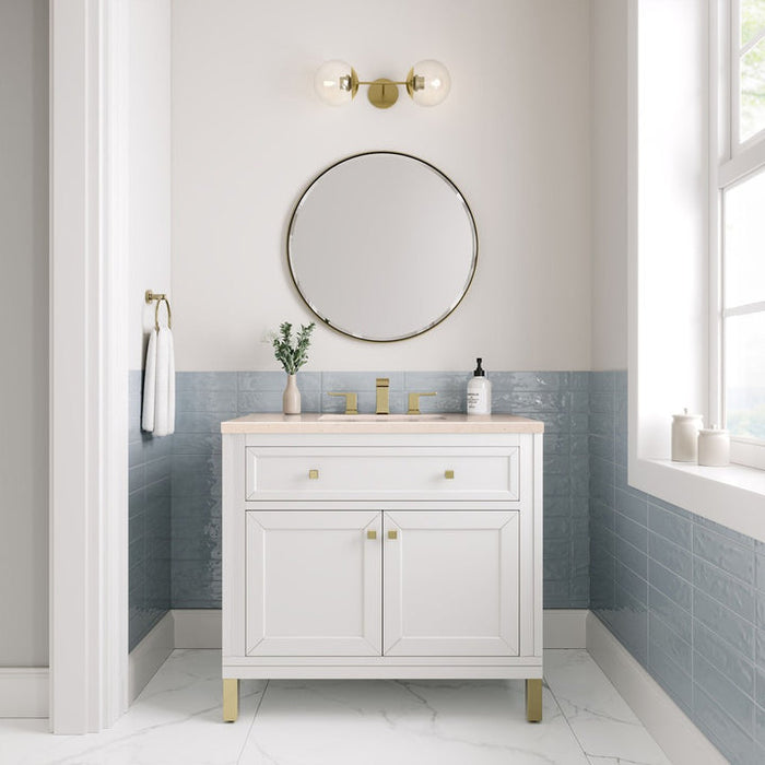 James Martin Vanities Chicago Collection 36 in. Single Vanity in Glossy White with Countertop Options - 305-V36-GW-3AF