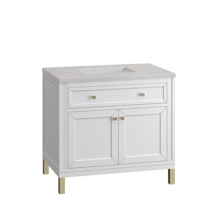 James Martin Vanities Chicago Collection 36 in. Single Vanity in Glossy White with Countertop Options - 305-V36-GW-3AF