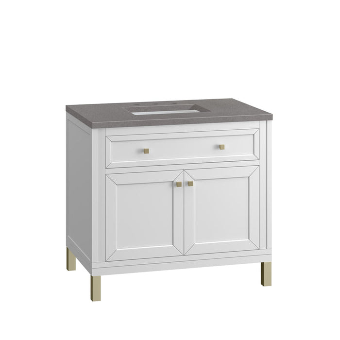 James Martin Vanities Chicago Collection 36 in. Single Vanity in Glossy White with Countertop Options - 305-V36-GW-3AF