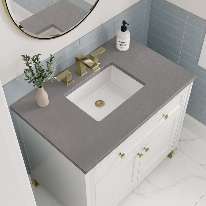 James Martin Vanities Chicago Collection 36 in. Single Vanity in Glossy White with Countertop Options - 305-V36-GW-3AF