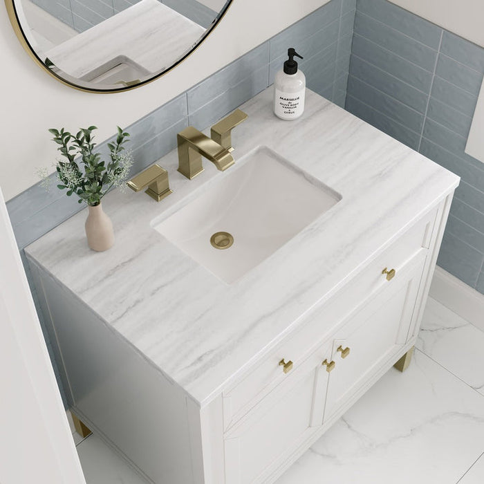 James Martin Vanities Chicago Collection 36 in. Single Vanity in Glossy White with Countertop Options - 305-V36-GW-3AF