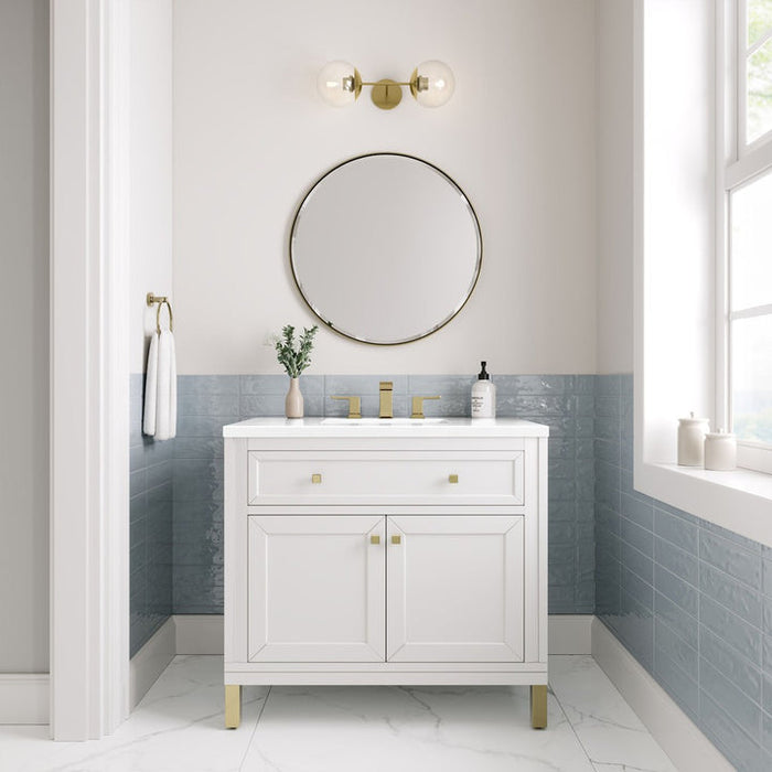 James Martin Vanities Chicago Collection 36 in. Single Vanity in Glossy White with Countertop Options - 305-V36-GW-3AF