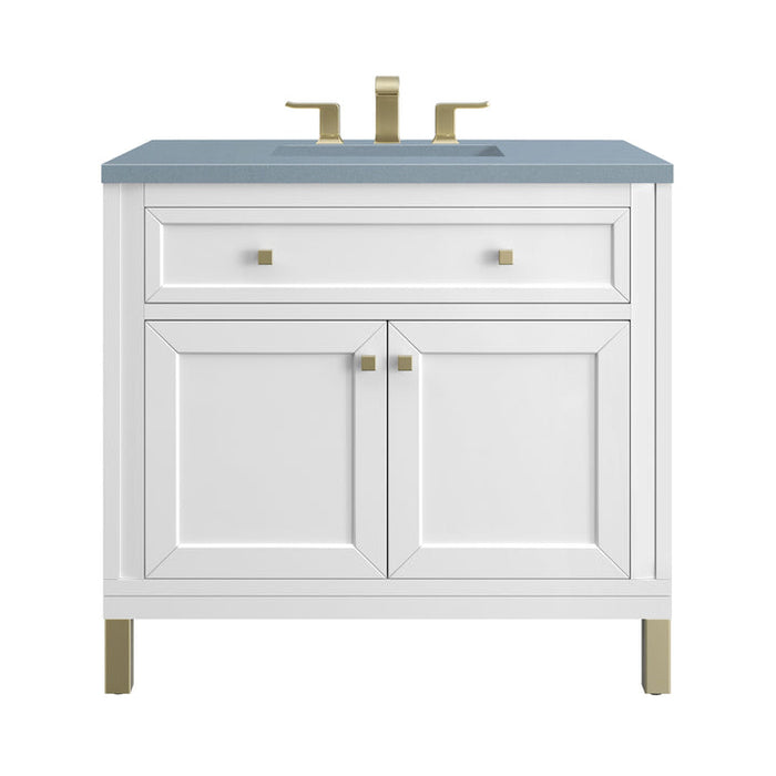 James Martin Vanities Chicago Collection 36 in. Single Vanity in Glossy White with Countertop Options - 305-V36-GW-3AF