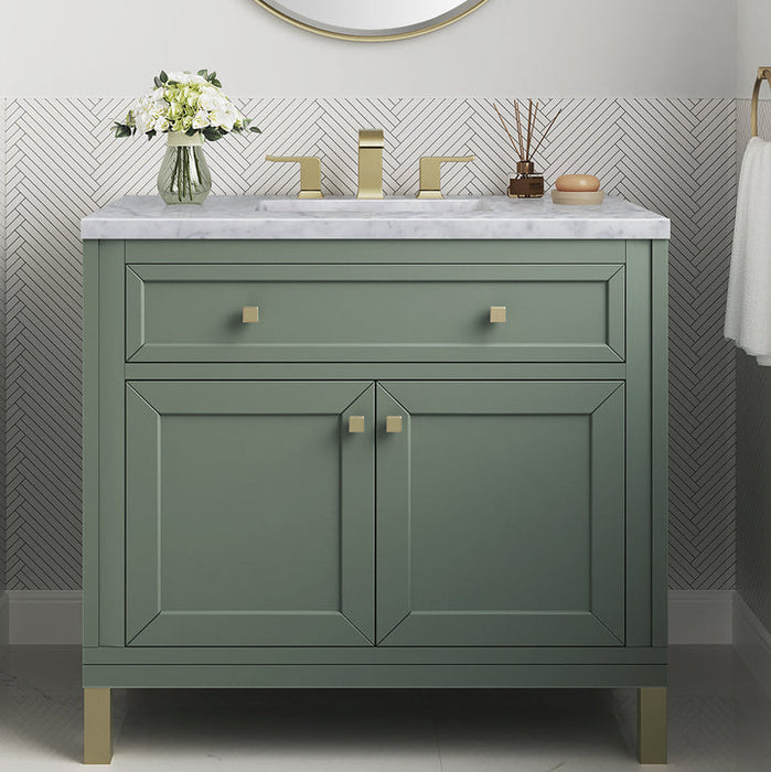 James Martin Vanities Chicago Collection 36 in. Single Vanity in Smokey Celadon with Countertop Options - 305-V36-SC-3AF