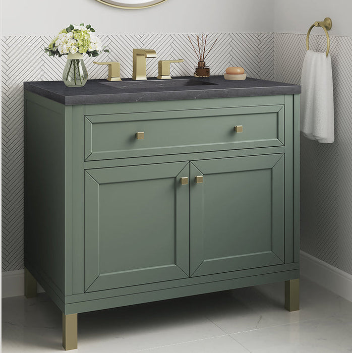 James Martin Vanities Chicago Collection 36 in. Single Vanity in Smokey Celadon with Countertop Options - 305-V36-SC-3AF