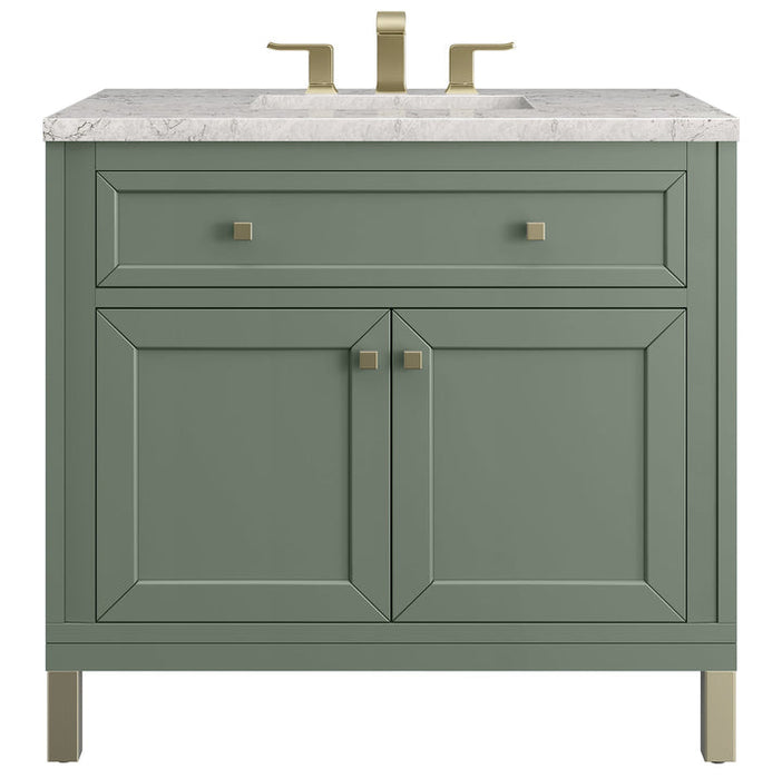 James Martin Vanities Chicago Collection 36 in. Single Vanity in Smokey Celadon with Countertop Options - 305-V36-SC-3AF