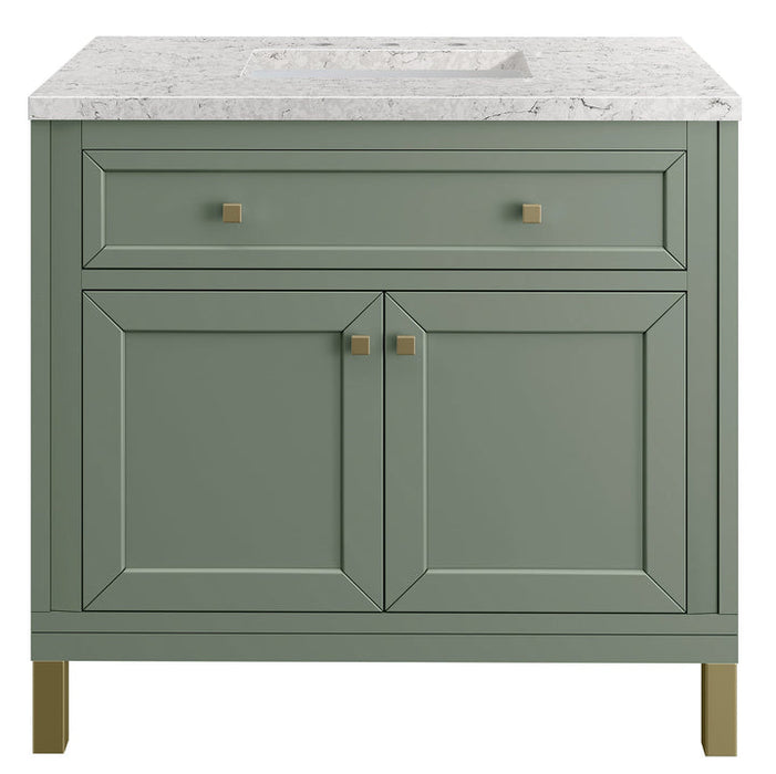 James Martin Vanities Chicago Collection 36 in. Single Vanity in Smokey Celadon with Countertop Options - 305-V36-SC-3AF