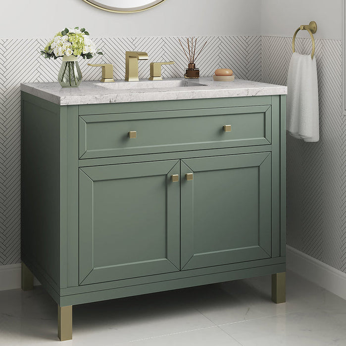 James Martin Vanities Chicago Collection 36 in. Single Vanity in Smokey Celadon with Countertop Options - 305-V36-SC-3AF