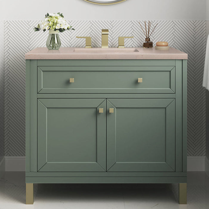 James Martin Vanities Chicago Collection 36 in. Single Vanity in Smokey Celadon with Countertop Options - 305-V36-SC-3AF