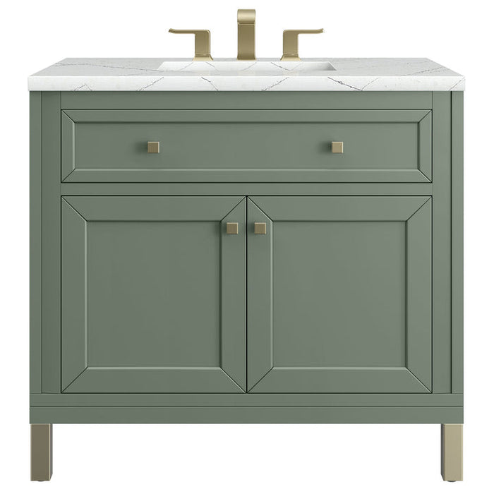 James Martin Vanities Chicago Collection 36 in. Single Vanity in Smokey Celadon with Countertop Options - 305-V36-SC-3AF