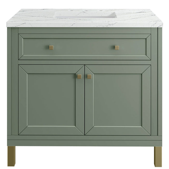 James Martin Vanities Chicago Collection 36 in. Single Vanity in Smokey Celadon with Countertop Options - 305-V36-SC-3AF