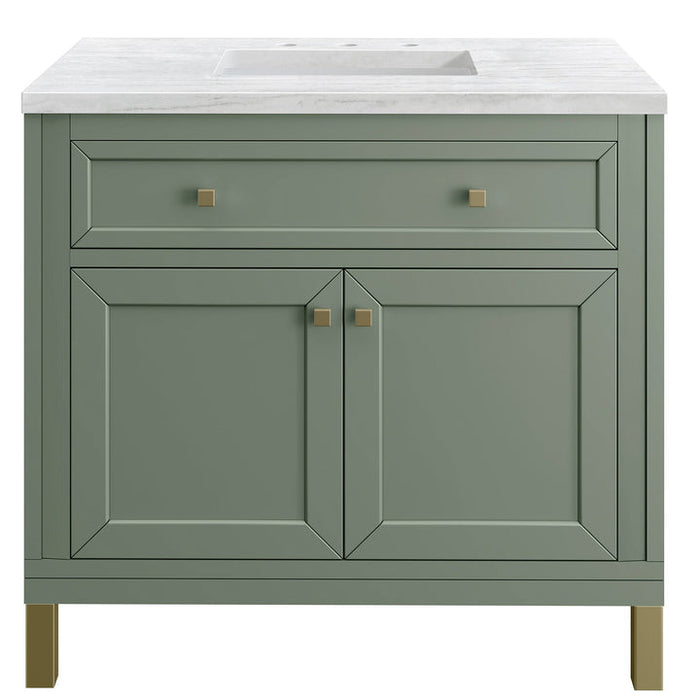 James Martin Vanities Chicago Collection 36 in. Single Vanity in Smokey Celadon with Countertop Options - 305-V36-SC-3AF