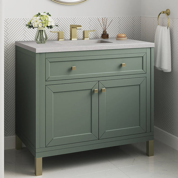 James Martin Vanities Chicago Collection 36 in. Single Vanity in Smokey Celadon with Countertop Options - 305-V36-SC-3AF