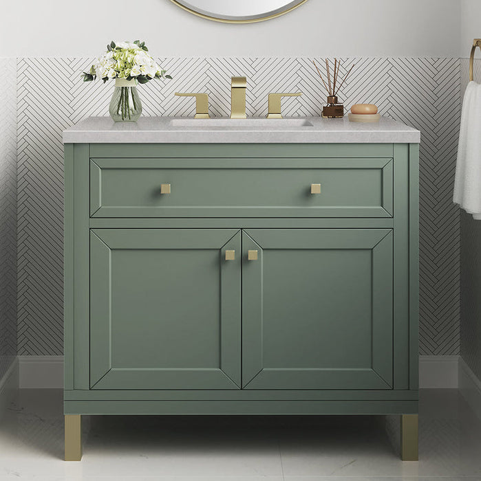 James Martin Vanities Chicago Collection 36 in. Single Vanity in Smokey Celadon with Countertop Options - 305-V36-SC-3AF