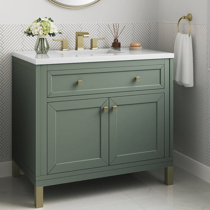 James Martin Vanities Chicago Collection 36 in. Single Vanity in Smokey Celadon with Countertop Options - 305-V36-SC-3AF