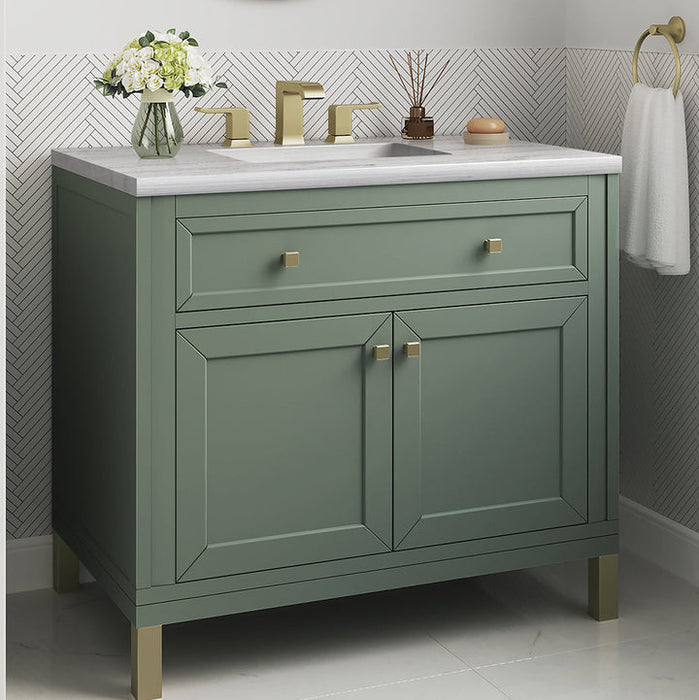 James Martin Vanities Chicago Collection 36 in. Single Vanity in Smokey Celadon with Countertop Options - 305-V36-SC-3AF