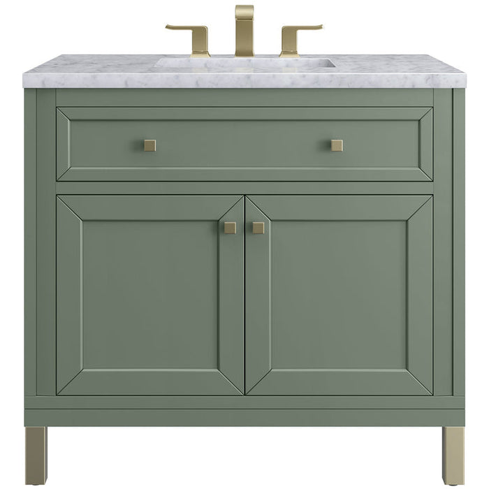 James Martin Vanities Chicago Collection 36 in. Single Vanity in Smokey Celadon with Countertop Options - 305-V36-SC-3AF