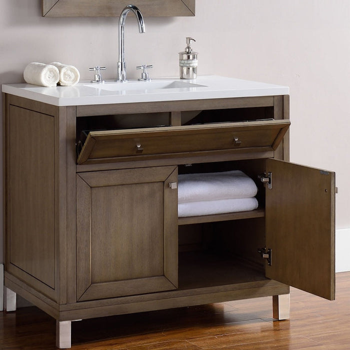 James Martin Vanities Chicago Collection 36 in. Single Vanity in Whitewashed Walnut with Countertop Options - 305-V36-WWW-3AF