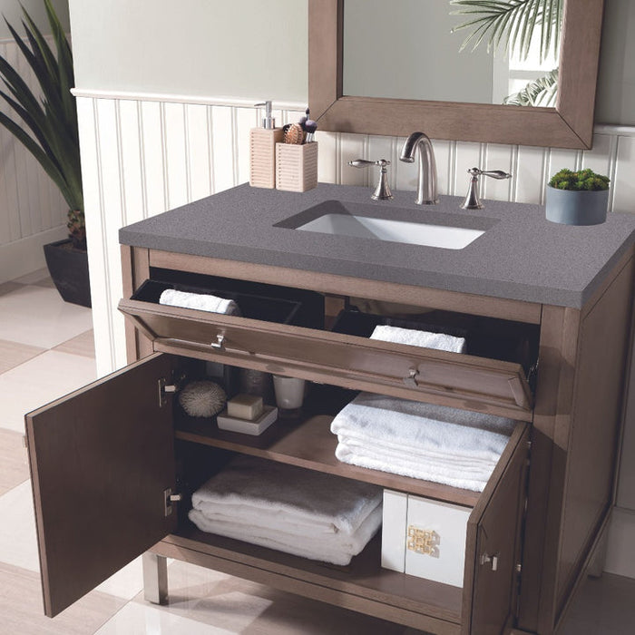 James Martin Vanities Chicago Collection 36 in. Single Vanity in Whitewashed Walnut with Countertop Options - 305-V36-WWW-3AF