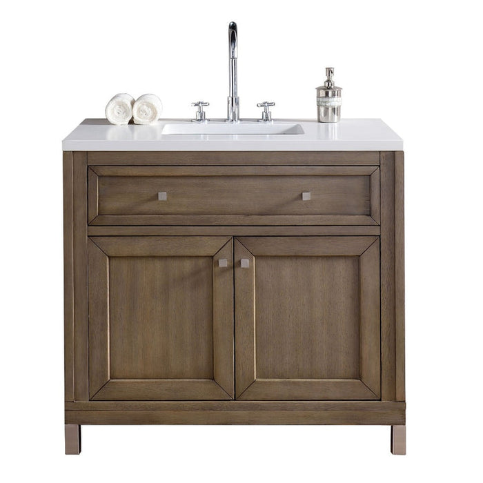 James Martin Vanities Chicago Collection 36 in. Single Vanity in Whitewashed Walnut with Countertop Options - 305-V36-WWW-3AF