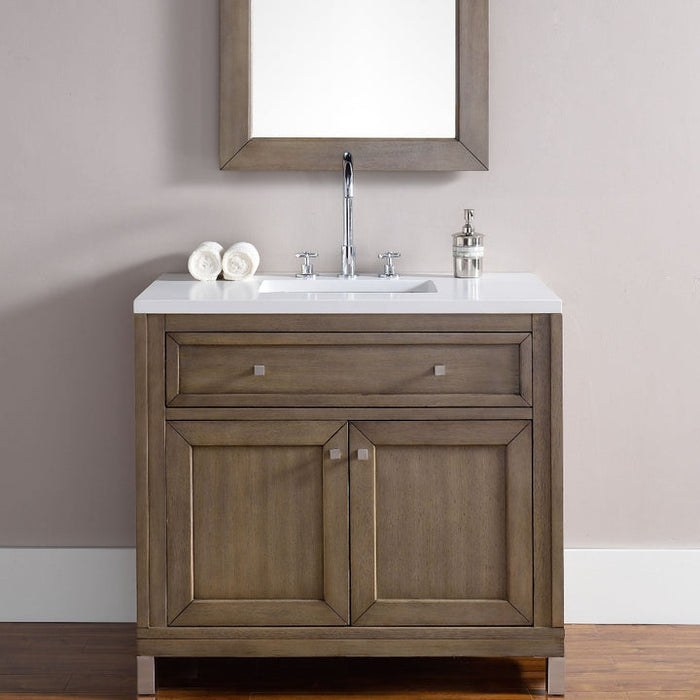 James Martin Vanities Chicago Collection 36 in. Single Vanity in Whitewashed Walnut with Countertop Options - 305-V36-WWW-3AF