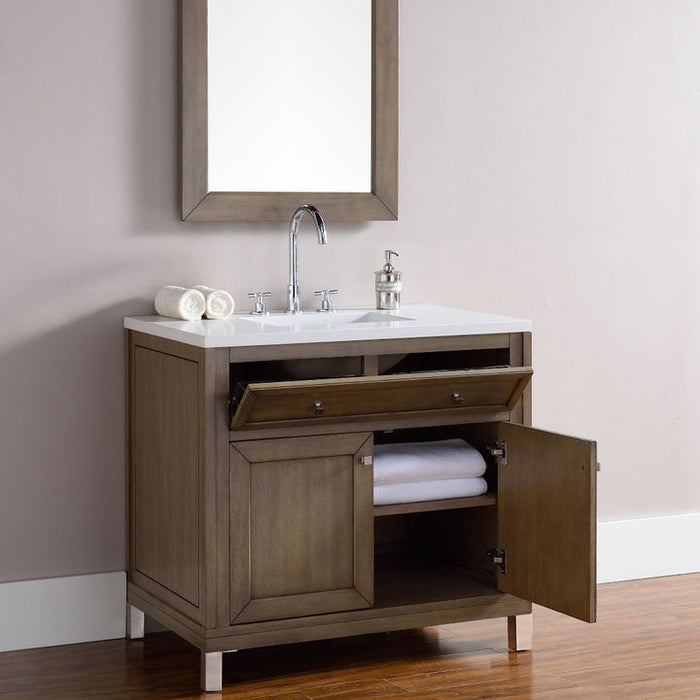 James Martin Vanities Chicago Collection 36 in. Single Vanity in Whitewashed Walnut with Countertop Options - 305-V36-WWW-3AF