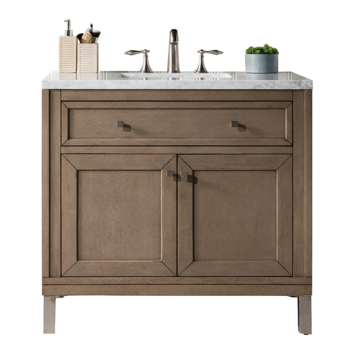 James Martin Vanities Chicago Collection 36 in. Single Vanity in Whitewashed Walnut with Countertop Options - 305-V36-WWW-3AF