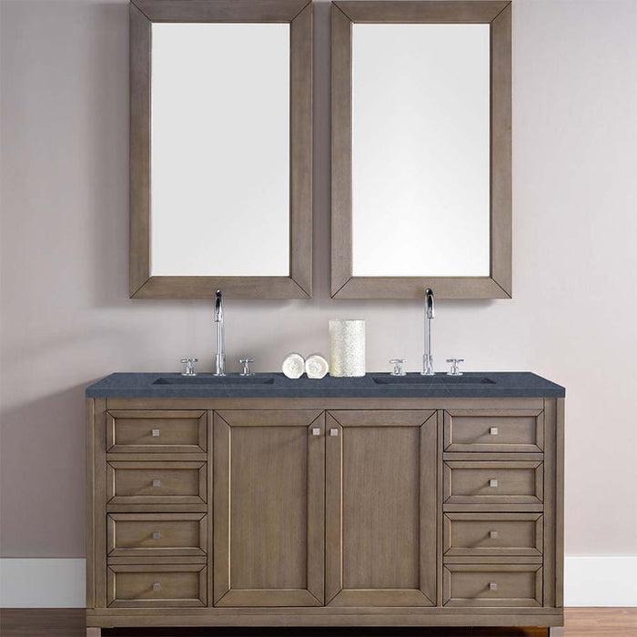 James Martin Vanities Chicago Collection 60 in. Double Vanity in Whitewashed Walnut with Countertop Options - 305-V60D-WWW-3AF